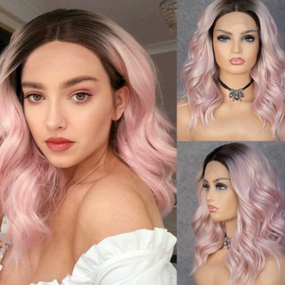 Pink Short BobBody Wavy Lace Front Wig NEW